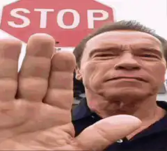 people and characters saying stop