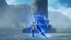 Man charging blue energy blast