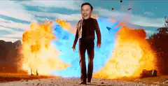 Elon Musk walking away from explosion