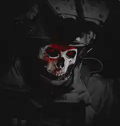 Ghost skull mask with glowing red eyes