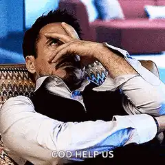 Tony Stark facepalm God help us