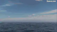 Bitcoin rocket launch over ocean