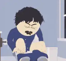Man straining on toilet