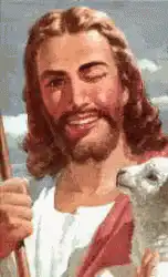 Jesus holding a lamb