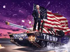 Trump tank with fireworks