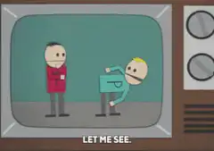 Two men farting and laughing on TV