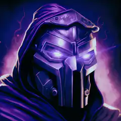 Doctor Doom mask glowing purple