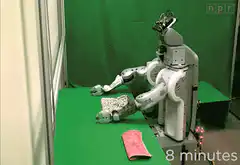 Robot struggles to fold cloth