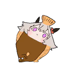 anime girl inside a flounder fish