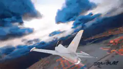 3D animated girl ejected from jet