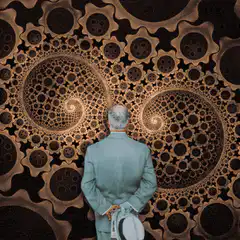Man facing fractal gears
