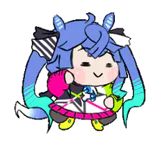chibi Hatsune Miku with neon text