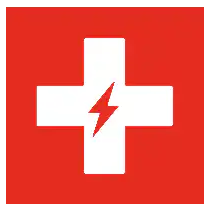 Swiss flag with lightning bolt