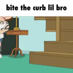 Stewie bites the curb