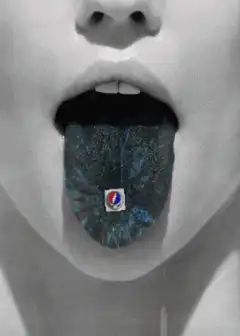 Pepsi logo on blue tongue