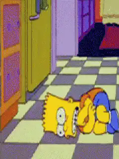Bart Simpson lying on checkered floor