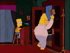 Homer hangs hat at door