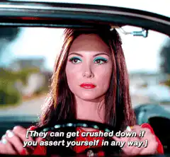 Woman driving assertively