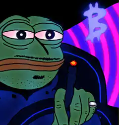 Pepe smoking a joint with Bitcoin