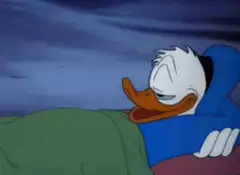 Donald Duck sleeping and dreaming