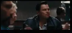 Leonardo DiCaprio talking in a diner