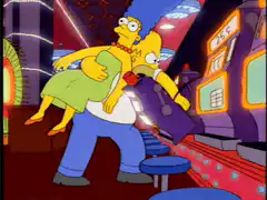 Homer drinks a beer in front of Marge