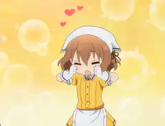 chibi maid excited with hearts