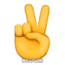 Yellow and brown peace sign hand emoji