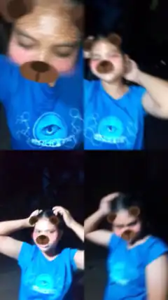Girl with bear filter dancing