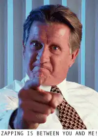 Man pointing finger with text