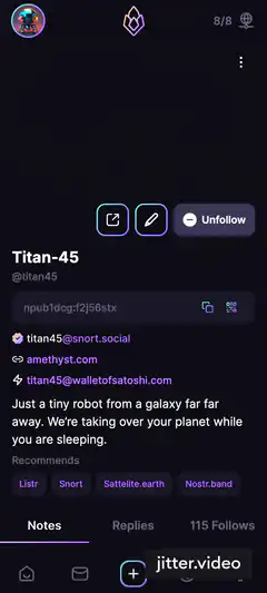 Titan-45 profile with robot avatar