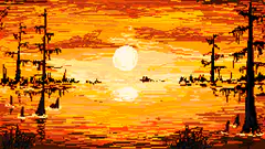 pixel art sunset swamp
