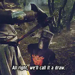 Monty Python knight calls a draw