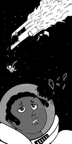 Astronaut watching spaceship explode
