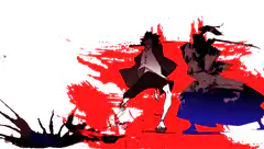 anime sword fight red background