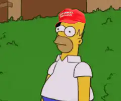 Homer Simpson hiding in bushes