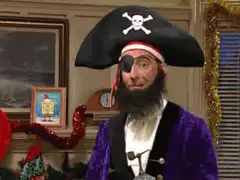 Pirate singing into microphone
