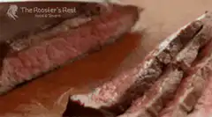 Slicing medium rare steak