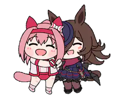 Chibi Anya and horse girl hugging
