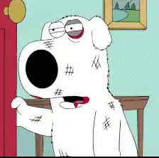 Brian from Family Guy gets hit by a door