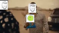 Man holding chips with meme faces