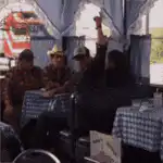 Cowboy shooting laser eyes