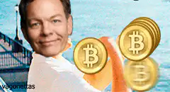 Richie Rich throwing Bitcoin coins off a yacht