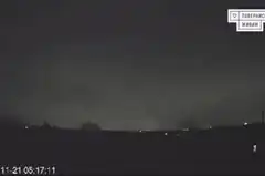 Night sky explosion with mushroom cloud