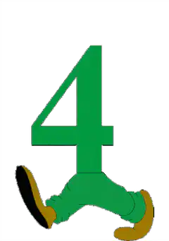 Green number 4 with legs running