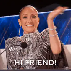 Jennifer Lopez waving with hi friend text