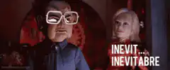Doll with glasses says inevit inevitabre one more time