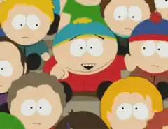 Cartman shows a fart cloud to friends