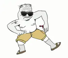 Shirtless man dancing with sunglasses