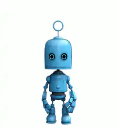 Blue robot head tilts